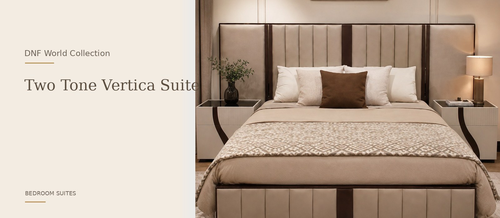 Two Tone Vertica Suite product page banner featuring a styled DNF World lifestyle setting